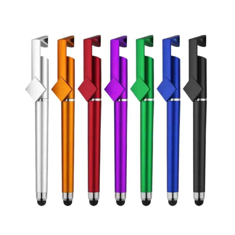 Wholesale Plastic Multi Functional Neutral Pen Touchscreen Phone Stand Ballpoint Pen Customized QR Code Logo Promotional