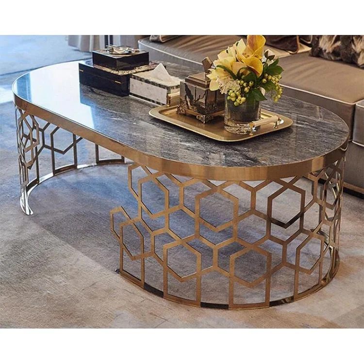 Home Furniture Laser Cut Decorative Stainless Steel Table Living Room Coffee Table