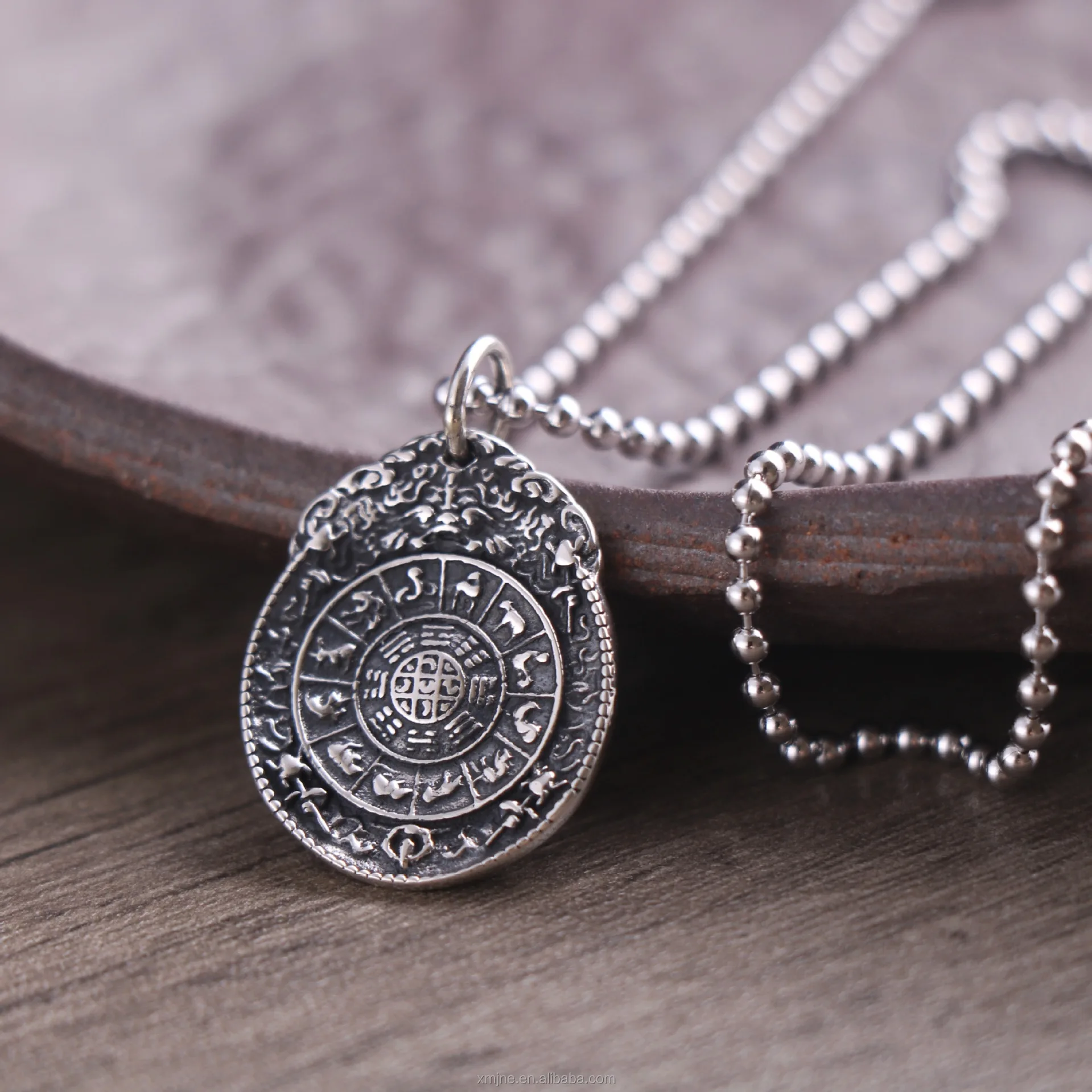 Authenticated Sterling Silver 999 National Fashion Amulet Figure Antique Tibetan Eight Treasures Chinese Zodiac Pendant