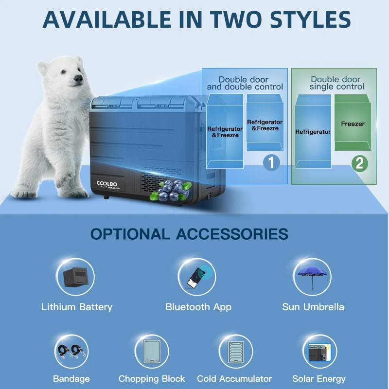 Автомобильный холодильник WAYCOOL W/WE55 48L AC100 ~ 240 В с двойной температурой системой охлаждения компрессора