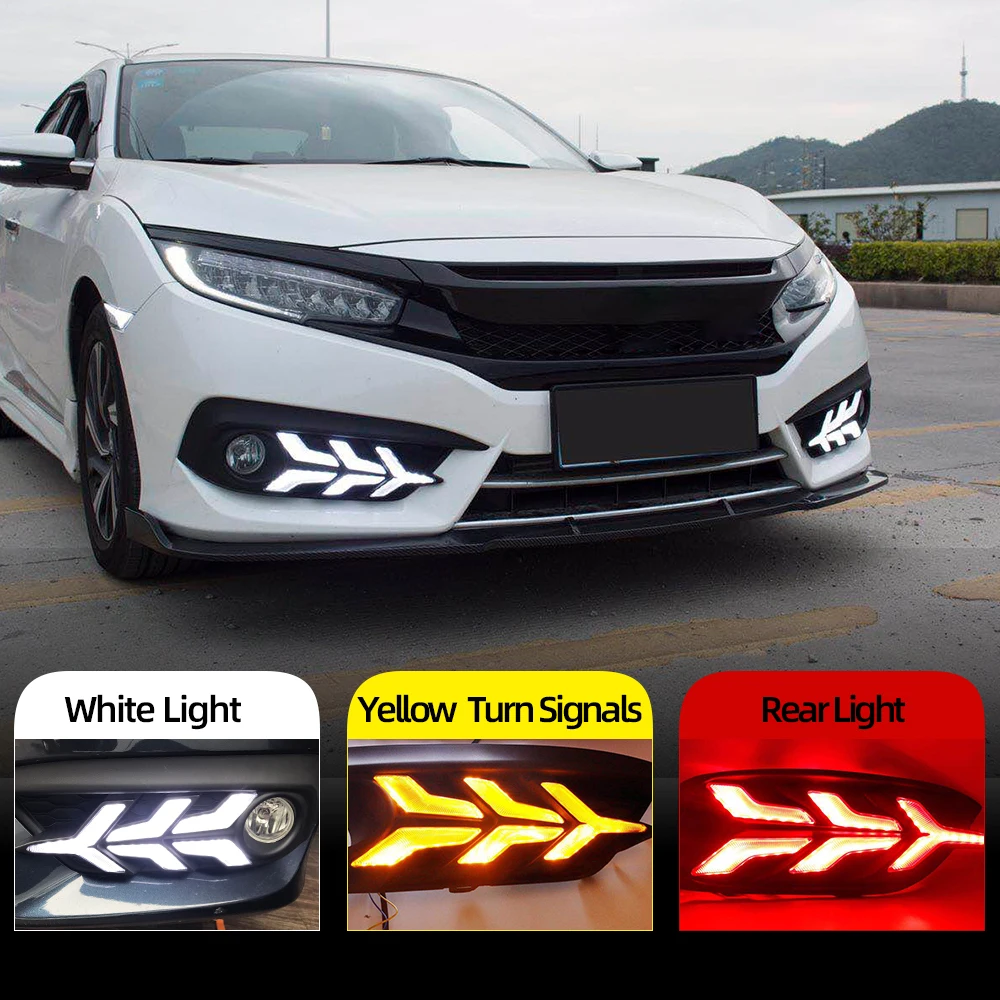 For Honda Civic 10th 2016 2017 2018 Car Led Drl Daytime Running Lights Rear  Bumper Brake Light Tail Light Fog Lamp - Buy For Honda Civic 10th,Car Led 