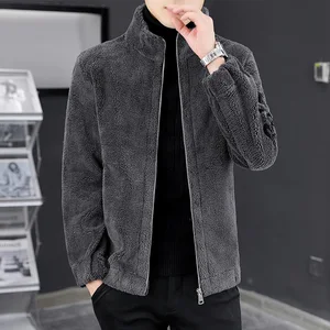 Wholesale Fashion Design Winter Soft Stand Collar Zipper Wool Blend Fleece Jacket for Men