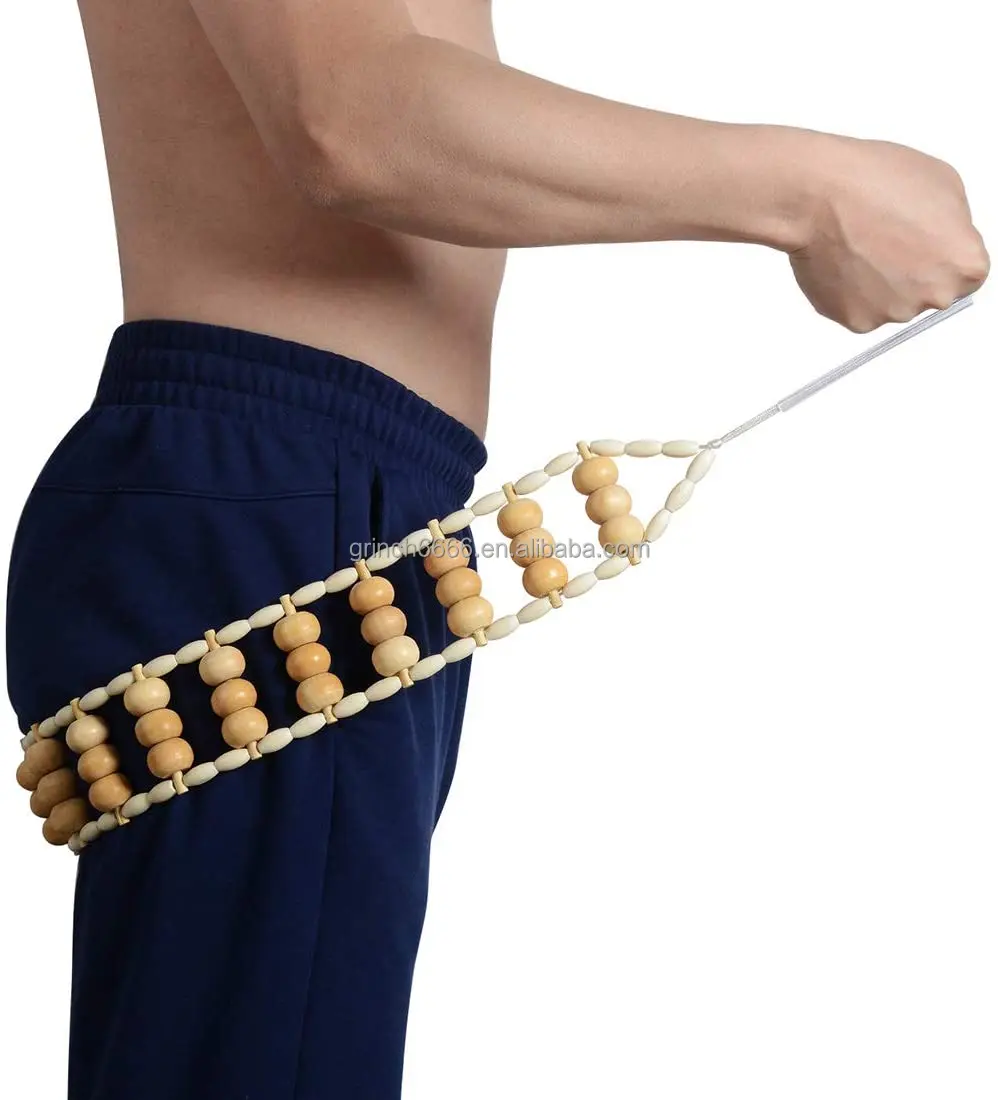 Wood Body Massage Roller Rope, Self Therapy Massaging Tools for