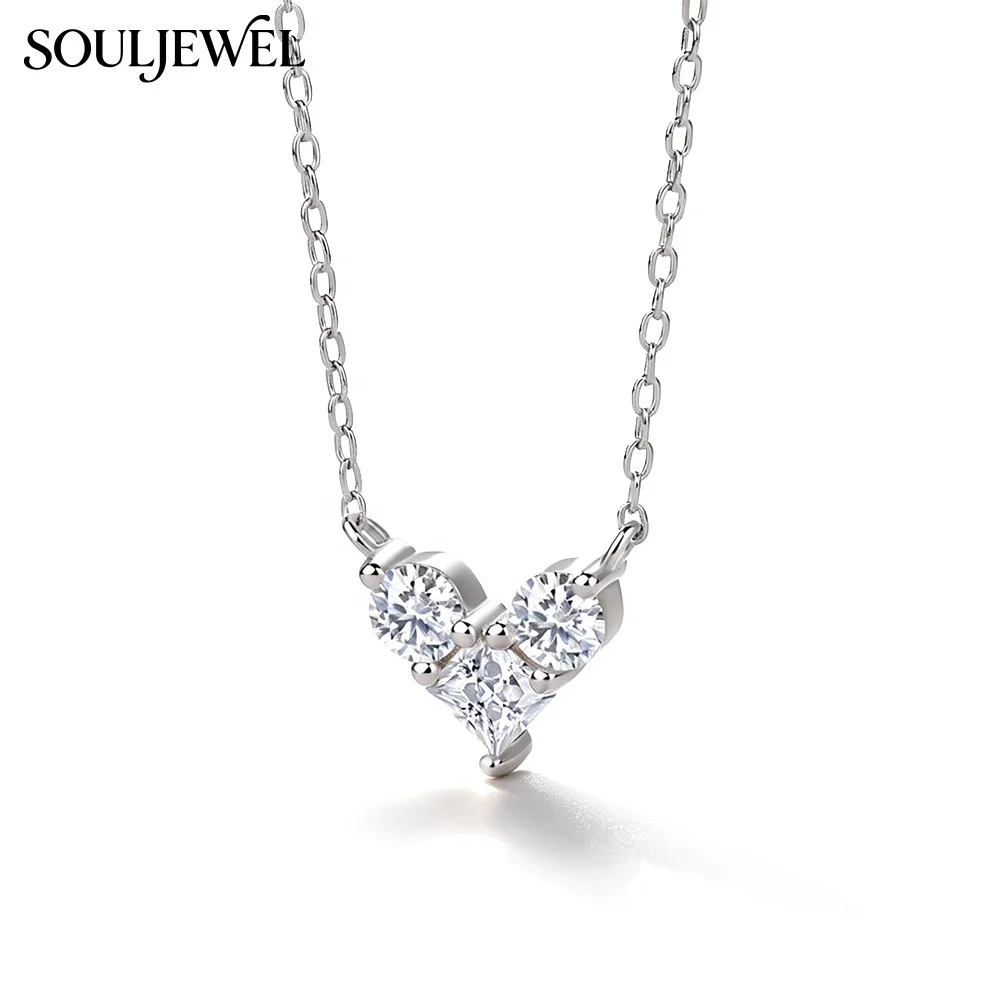 925 Silver Heart Moissanite Pendant Necklace