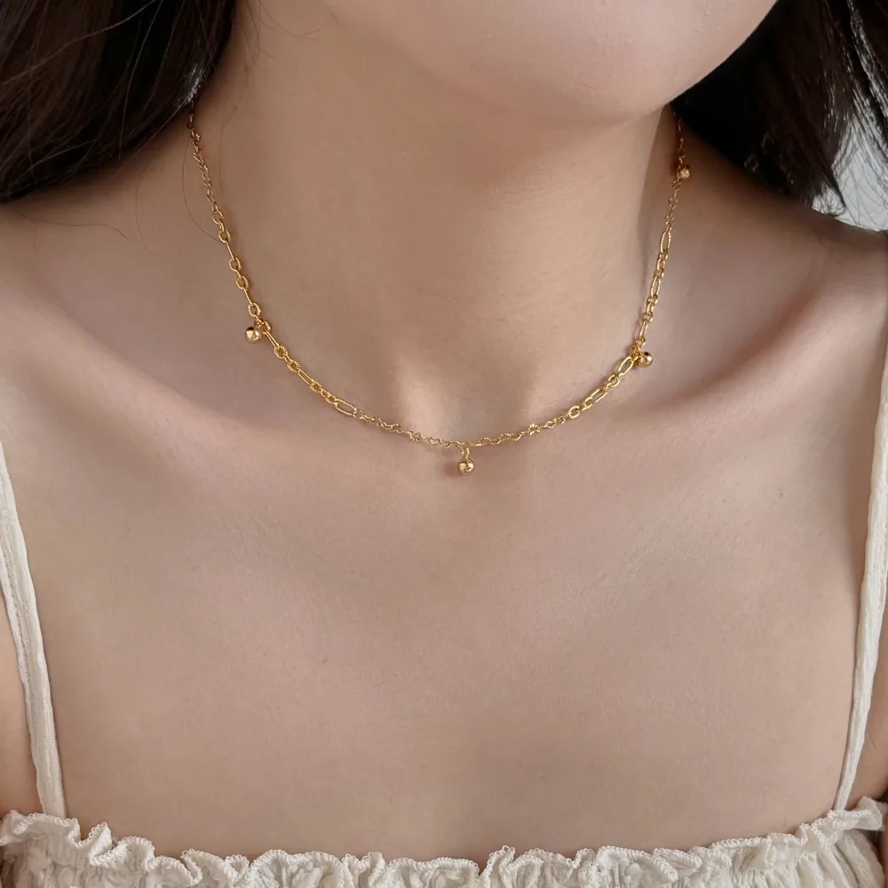 KAKODIY New Simple Design 925 Sterling Silver Rhodium 18K Gold Plated Chain Beads Pendant Necklace detail 6