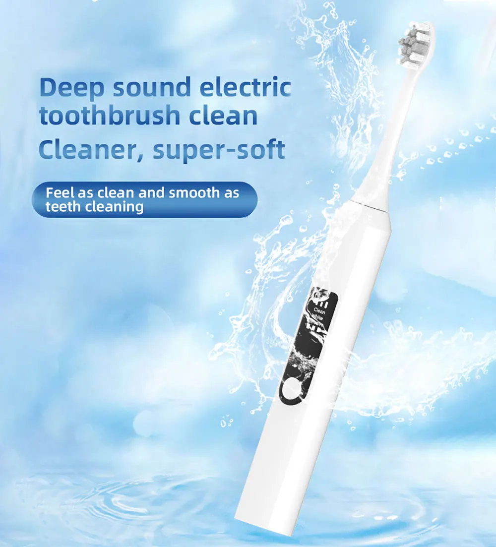 IPx7 Waterproof Smart Rechargeable 3 Level Speed Sonic Electric Toothbrush With Toothbrush Heads Set details