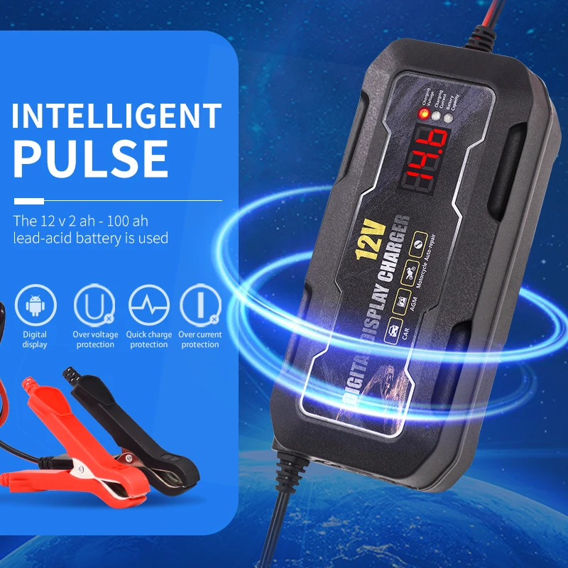 Digital Intelligent 12V 6A Full Automatic Battery Charger Closeout Car Motorcycle Electric Lead Acid Power Supply Adapter for UK details