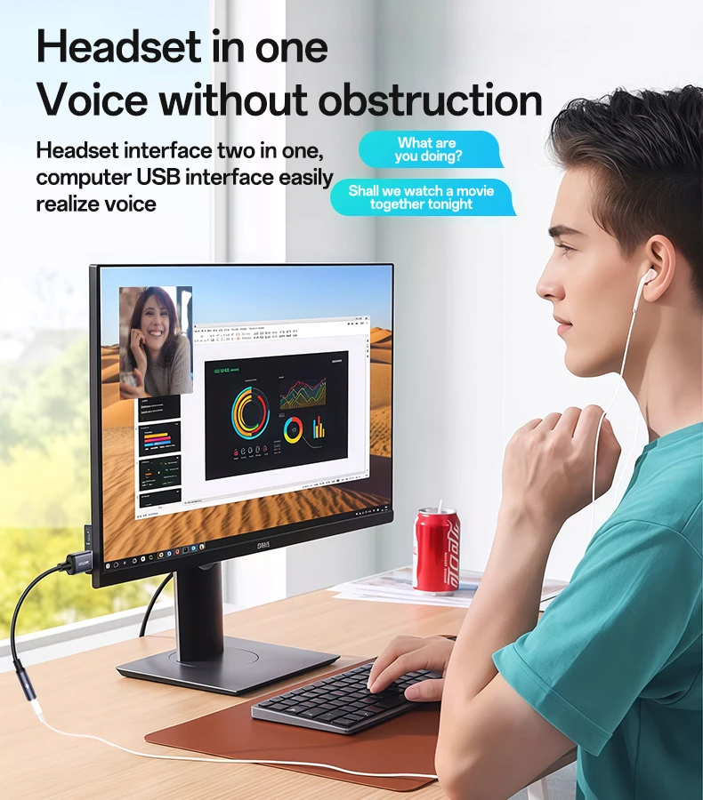 كابل صوت عالي الدقة من Yesido من سبائك الألومنيوم USB إلى من خلال أخذ عينات عالية 48 كيلو هرتز من الصوت YAU46