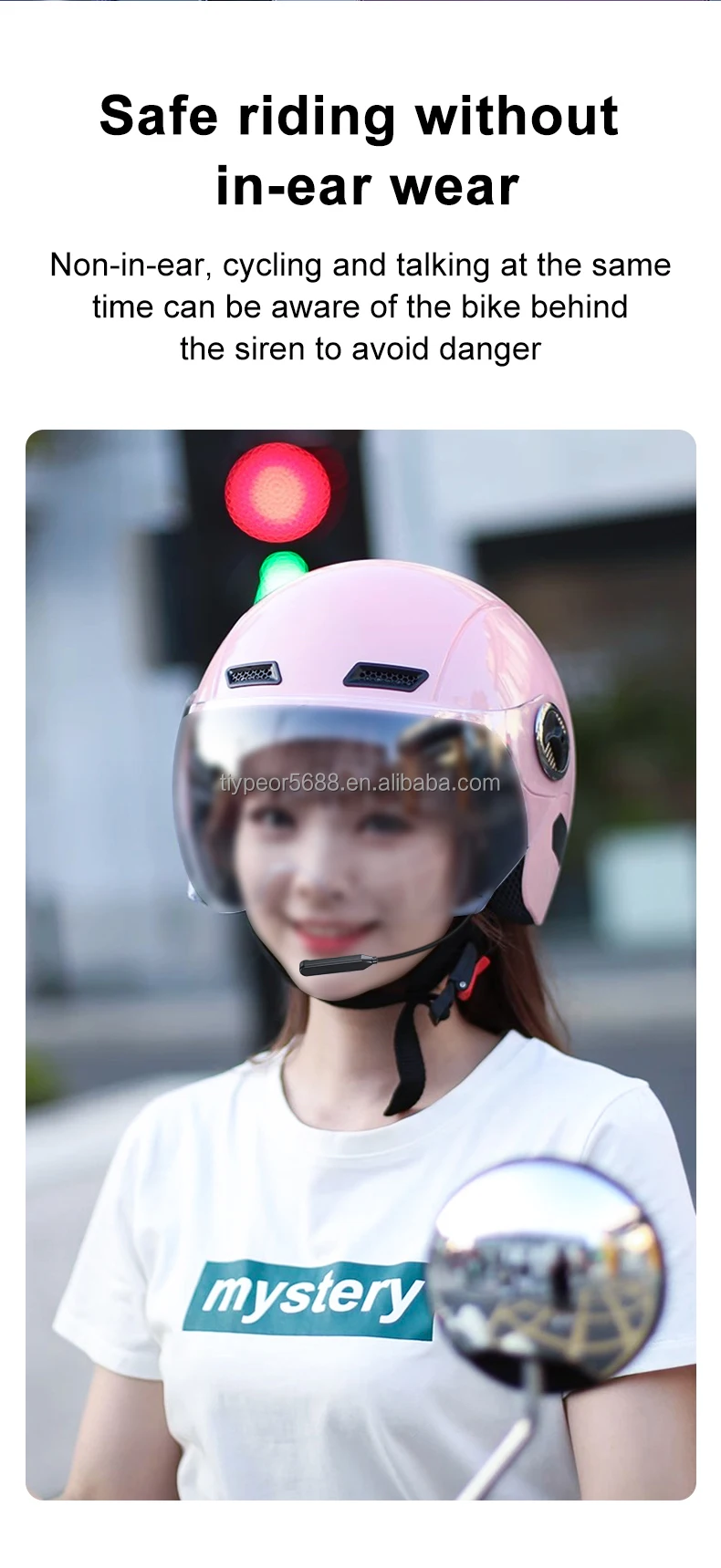 product tiypeor helmet build in headset for motorbike hands free noise reduction suitable for half face helmet with microphone for rider-9