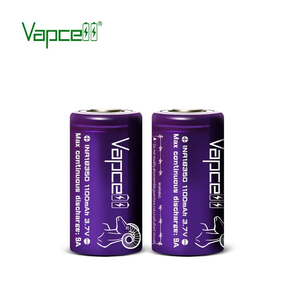 
 Лидер продаж, литий-ионные аккумуляторы Vapcell 18350, 1100 мАч, 9 А, 3,7 в  