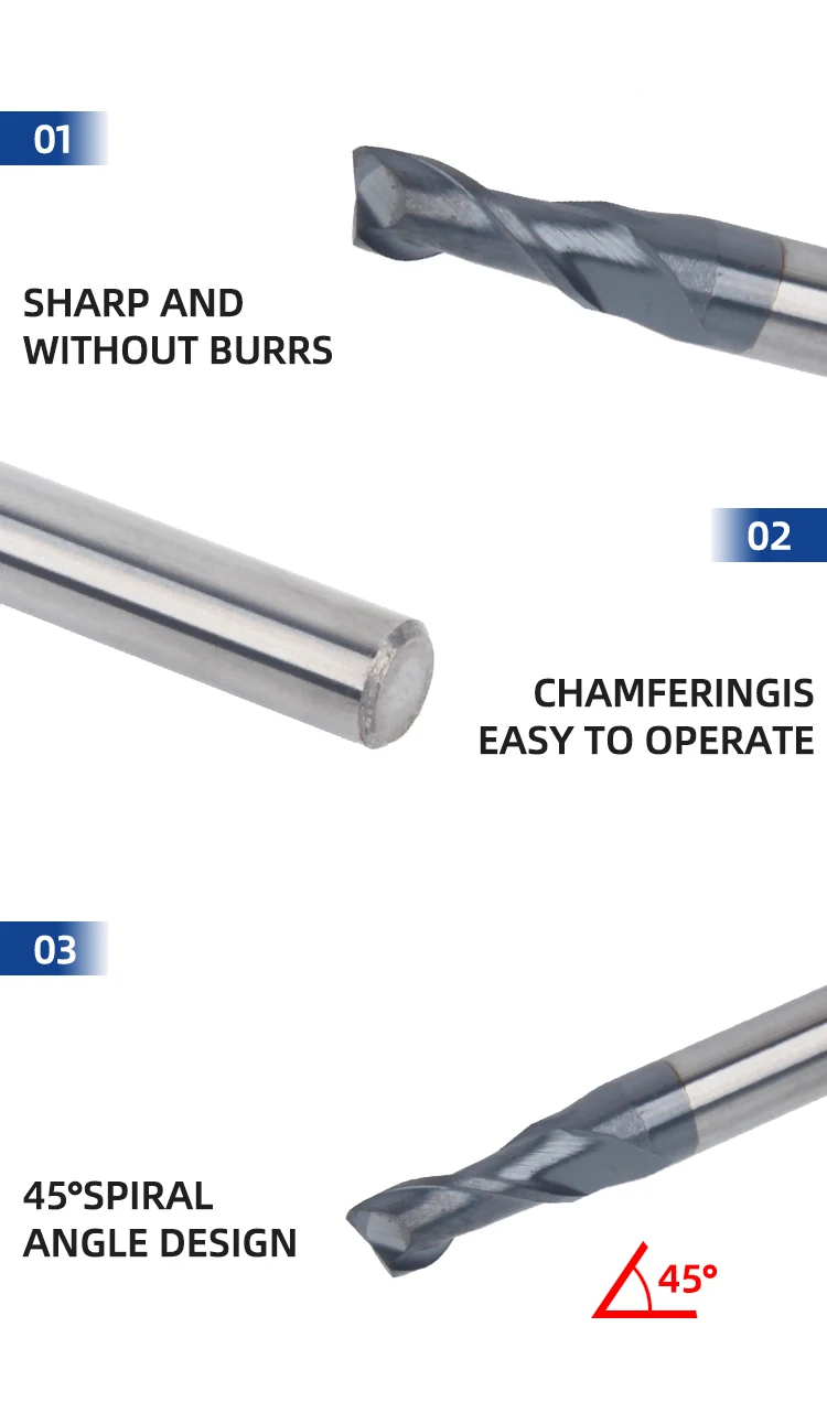 2 Flute End Mill Cutter 1mm20mm Cnc Straight Shank Milling For Wood