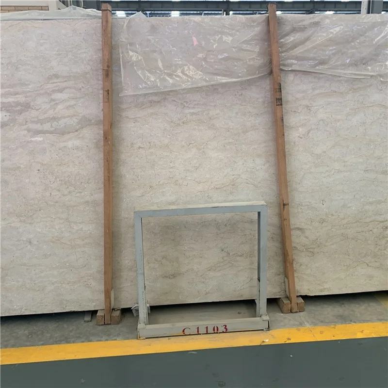 Saiz Potongan Khas, Jubin Slab Berkualiti Tinggi, Dijual Borong dari Kilang, Jubin Slab Warna Krem, Rekaan Lantai dan Dinding Marmar untuk Projek Hotel dan Villa