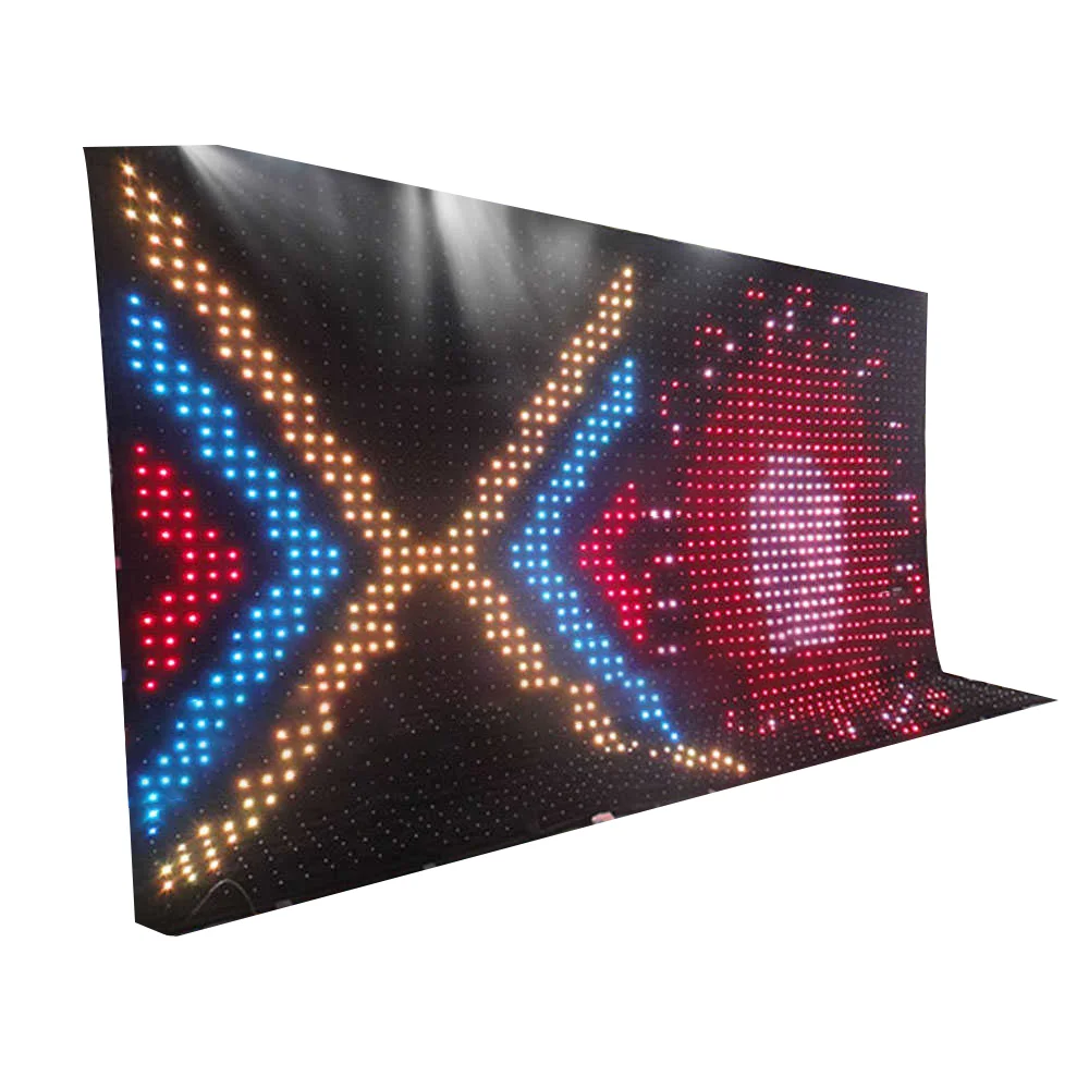 Programmerable Indoor P5 P9 P10 P20 Led Curtain Display Pixelflex Led Curtain Price Fabric Led Vision Curtain