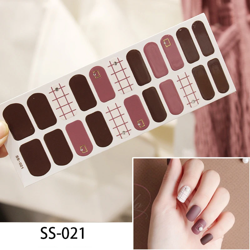 Semi Cured Gel Nail Strips,Full Nail Stickers Wraps Adhesive Fingernail ...