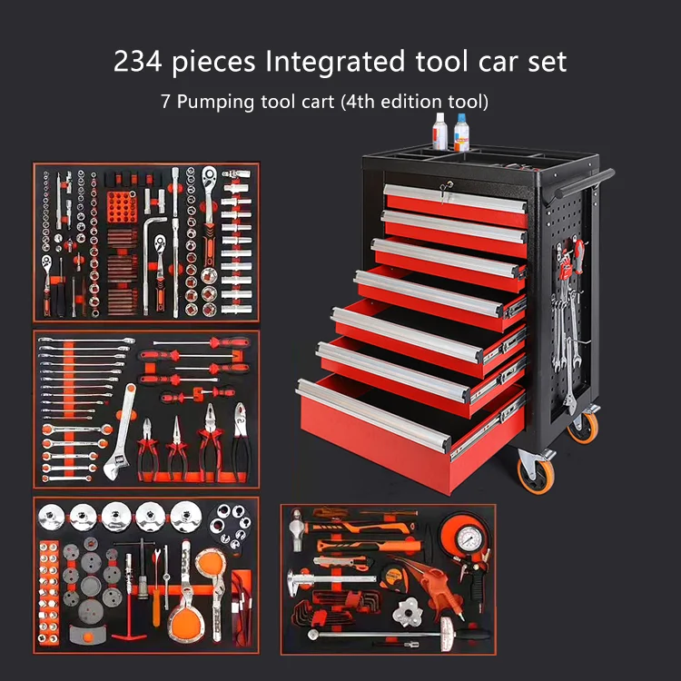 369 Pcs Steel 7 Drawers Tool Box Roller Garage Rolling