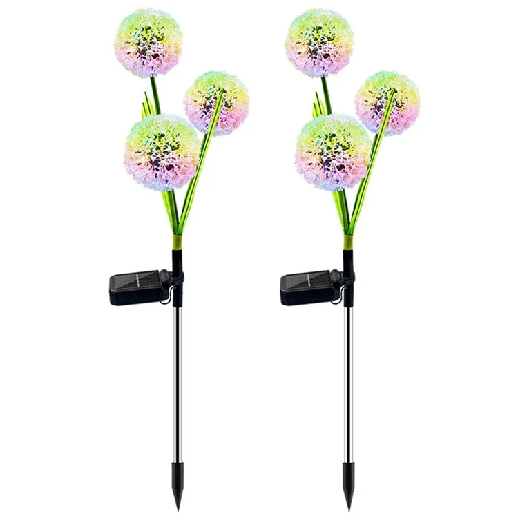Beautiful Waterproof Outdoor Colorful LED Solar Powered Dandelion Pendant Lawn Flower Stake for Garden Decor