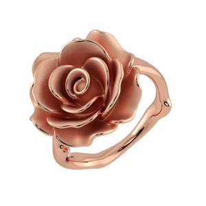 Manufacturer Unique Design Satin Rose Gold Plated Women Jewelry pink Color Rose Flower Ring