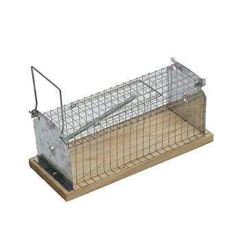 High Quality Humane Double-Door Metal and Wooden Wire Mesh Rat Cage Trap Reusable for Home Use Small Size Iron Mouse Trap