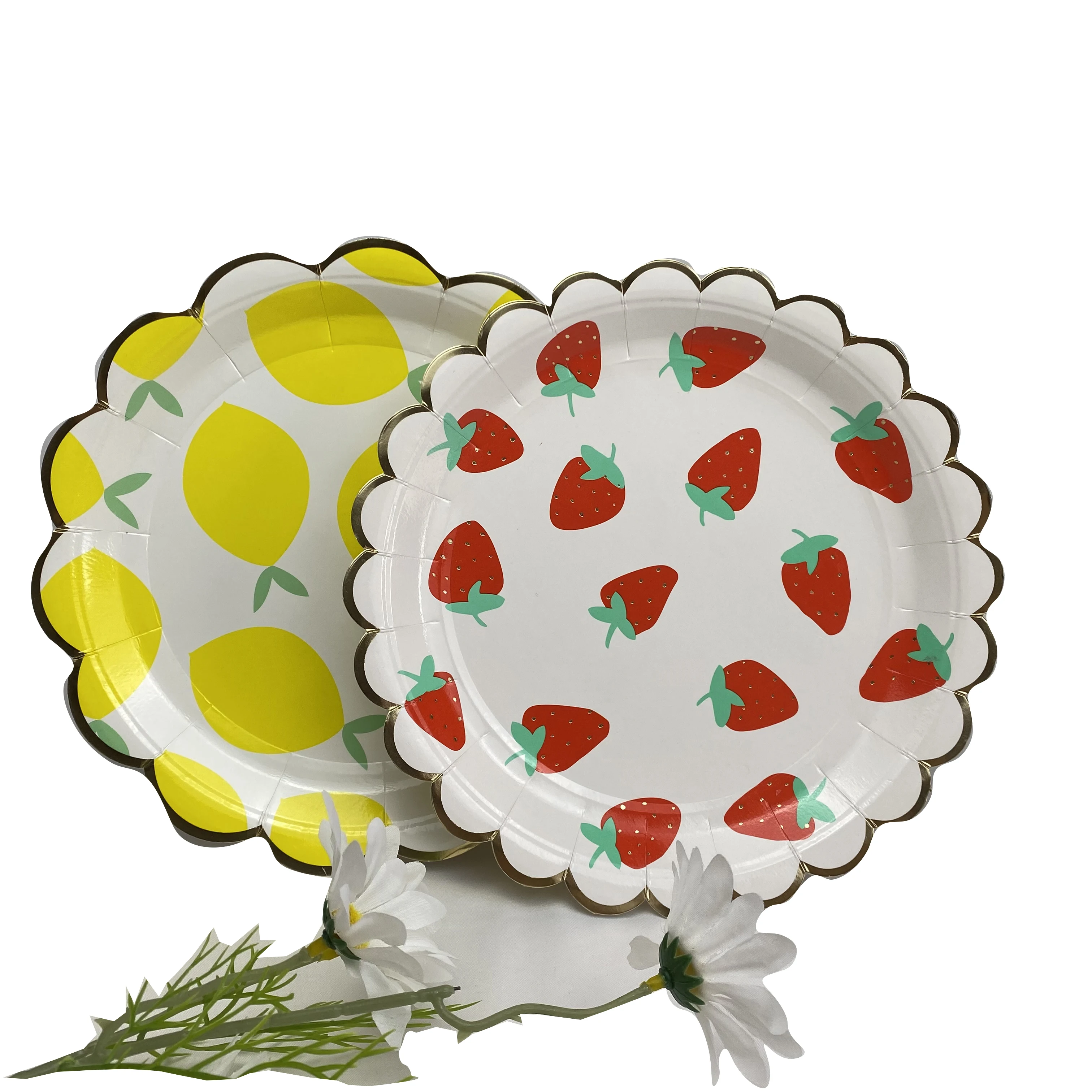 Wholesales Inch 23cm Lemon Pattern Party Paper Plate Disposable Food  Grade Paper Hot Sales