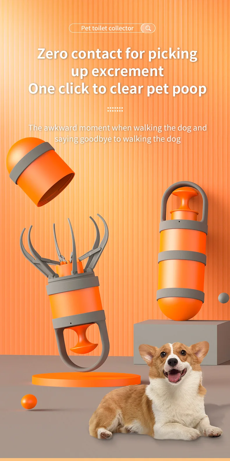 Portable Dog Poop Scooper Sanitary Dog Waste Picker Upper With Bag