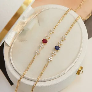 Wholesale 18K Gold Rhodium Plated 925 Sterling Silver Chain Link Bracelet Zircon Charms Trendy Fashion Jewelry for Women Gift