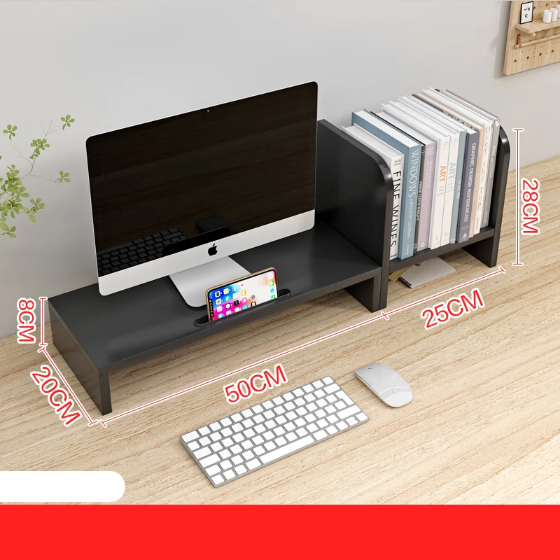 Laptop Desk With Bookshelf Desktop Computer Rack Display Screen Desktop Storage Pad Shelf Office Shelf