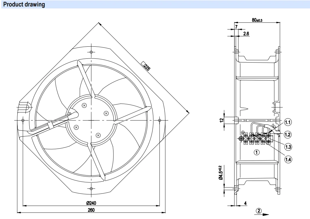 Axial Cooling Fan, W1G200-HH77-52, 200mm, 24V, 55W - detail 8