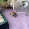 Royal blue moissanite inlaid ring