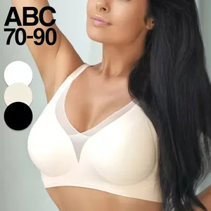 Thin-Thickness Intimates Deep V Mesh Anti-Sagging Push-Up Side Breasts Solid Prevents Breasts Exposure Seamless Bra for Women