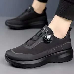 Men's Casual Shoes New Rotating Button Thick-Soled Non-Slip Outdoor Sports Shoes Cloth Breathable Summer