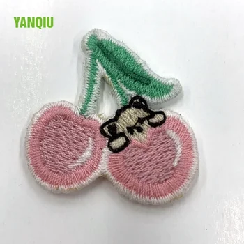 Heat Press Custom Cherry Badges Embroidery Patch Sew  On For Clothing