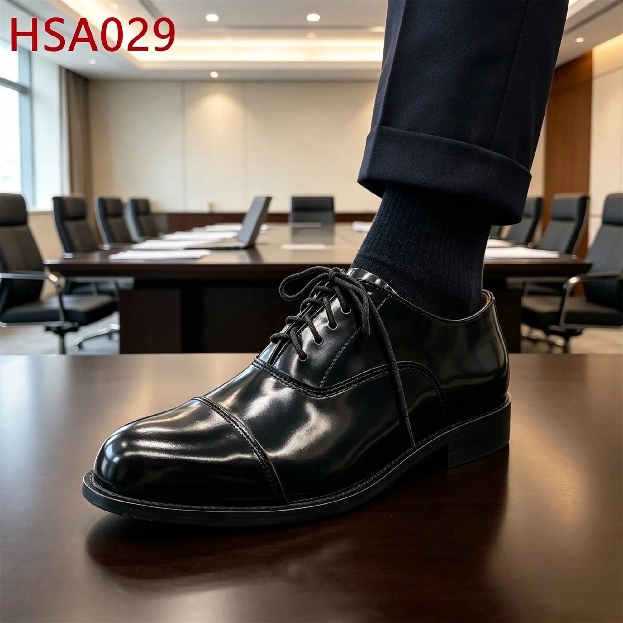 ZYF,Government Staff Double Joints Design Men Leather Shoes Patent Leather Round Toe Style Hua Singh Uniform Shoes HSA029