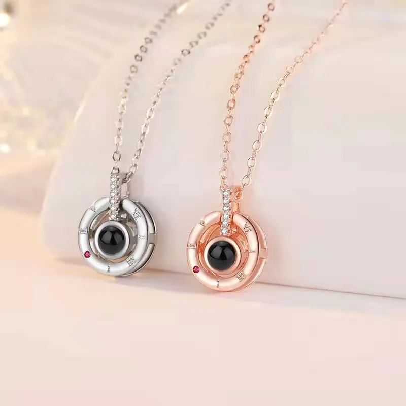 Duoying Personalized Picture Projection Necklace for Women  Custom Photo Love Heart Pendant  Customized Portrait Jewelry