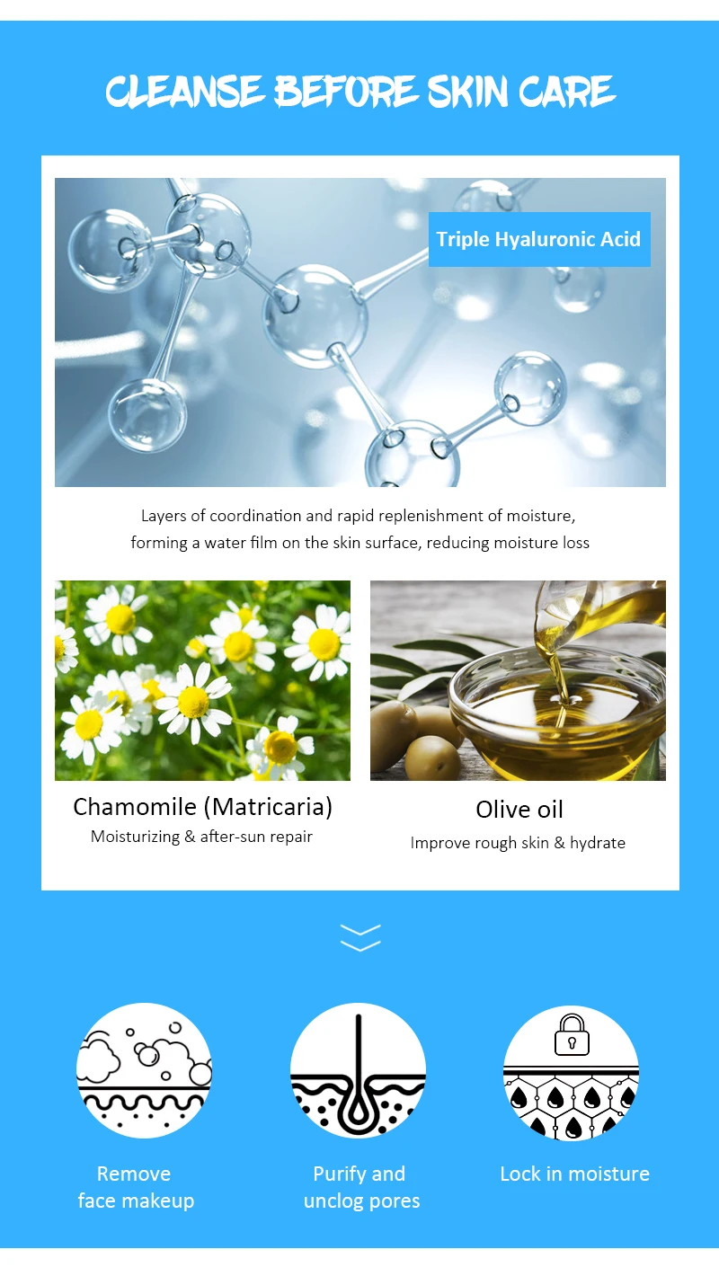 Facial Cleanser Hyaluronic Acid Vitamin C Face Wash Oil Control Foam