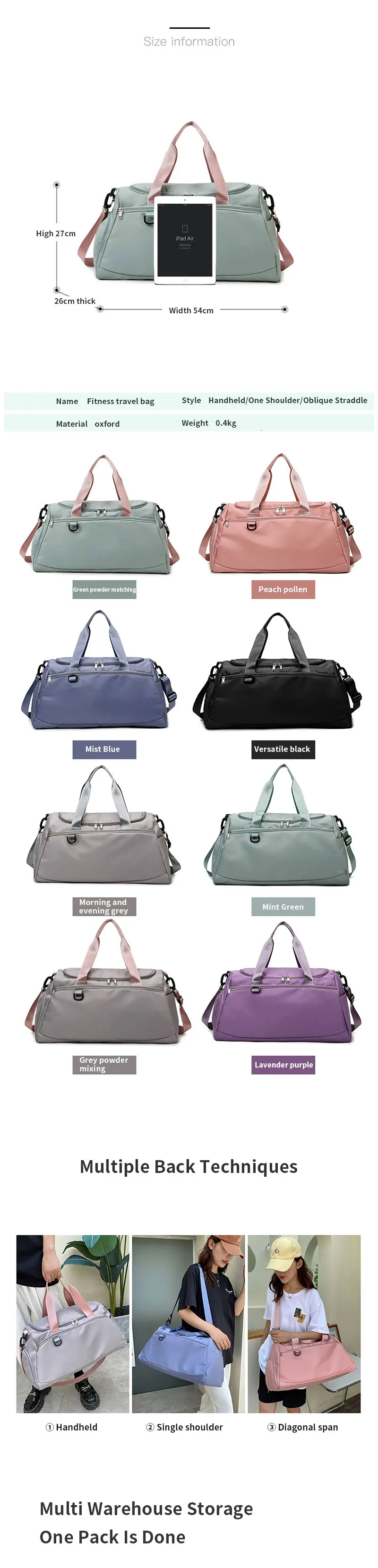 Custom Logo Large Capacity Sports Travel Duffel Tote Sports Gym Bags