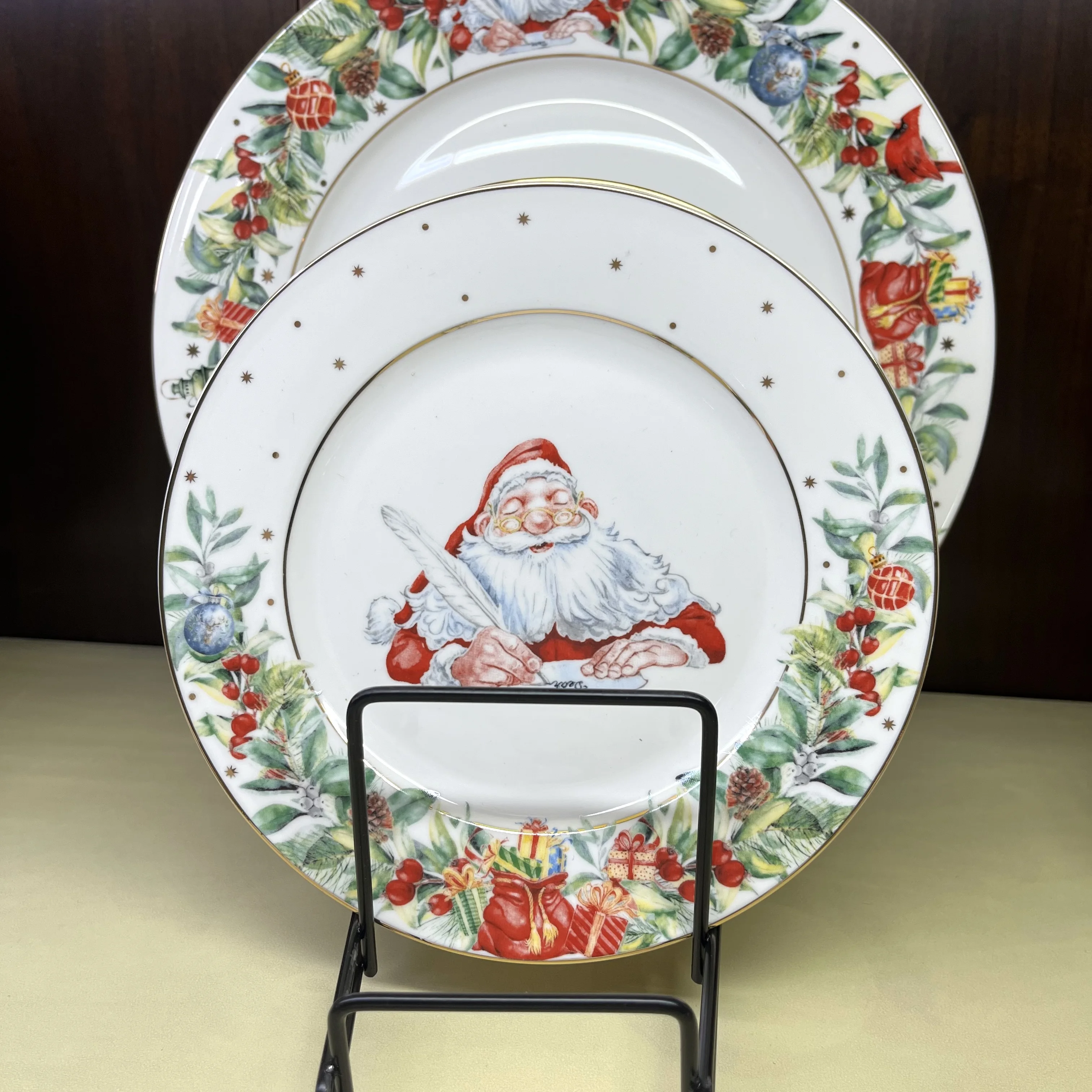 Porcelain Dinnerware Set Christmas Santa Claus Plates and Bowls Set for Christmas Festive Holiday Meals and Family Gatherings