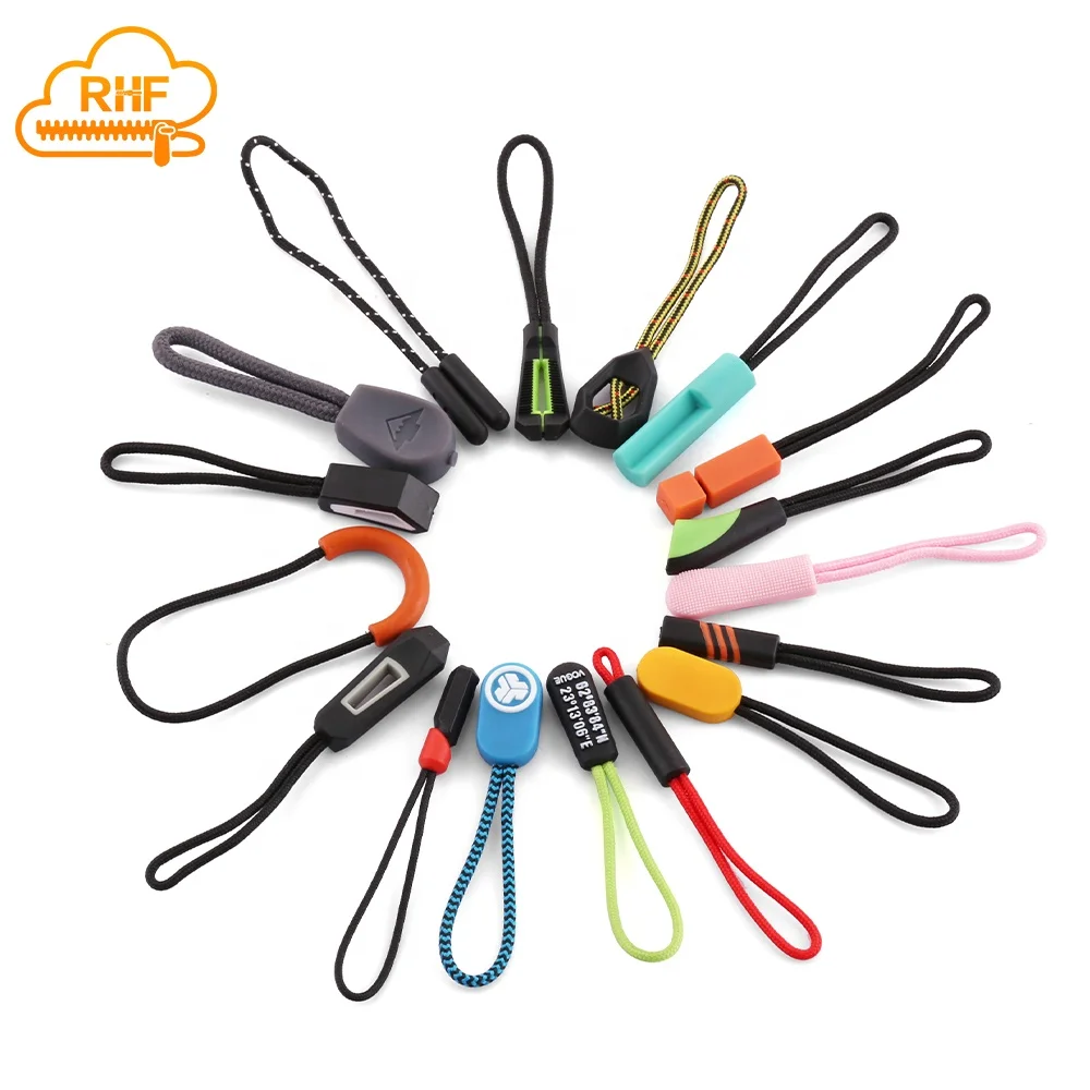 Rapid Custom Colorful Soft Pvc Zipper Pull Clothing Rubber Plastic Silicone Cord Zip Pullers