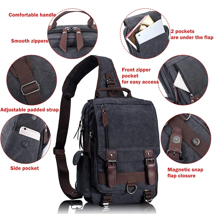 Borsa messenger da uomo, in tela, con tracolla regolabile, unisex, alla