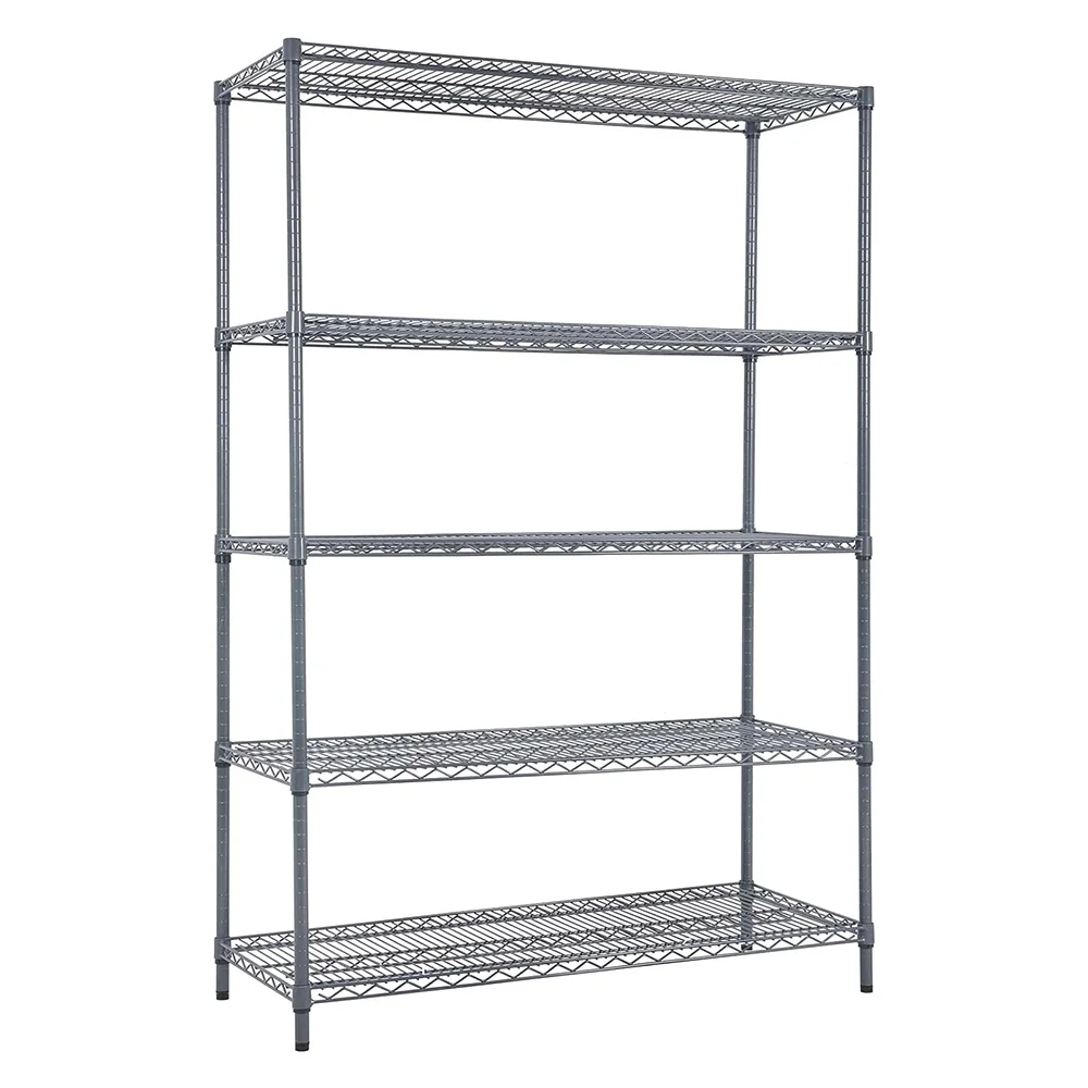 Heavy Steel 5-Tier Wire Shelf 350-Pound Capacity Grey Pantry Storage Racks for Kitchen Optimized Space Solution