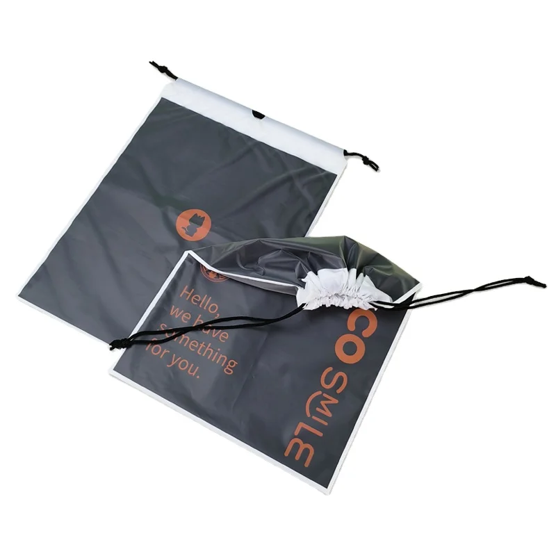 Custom Logo Biodegradable Shrink Bag Eco-Friendly Ldpe Plastic Drawstring Garbage Packaging For Shoes Clothing