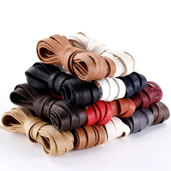 Amazon Hot Sale Custom Unisex Cotton Waxed Shoelaces String Cord Replacement 8mm Waxed Shoe Laces Boots Leather Wax Lace