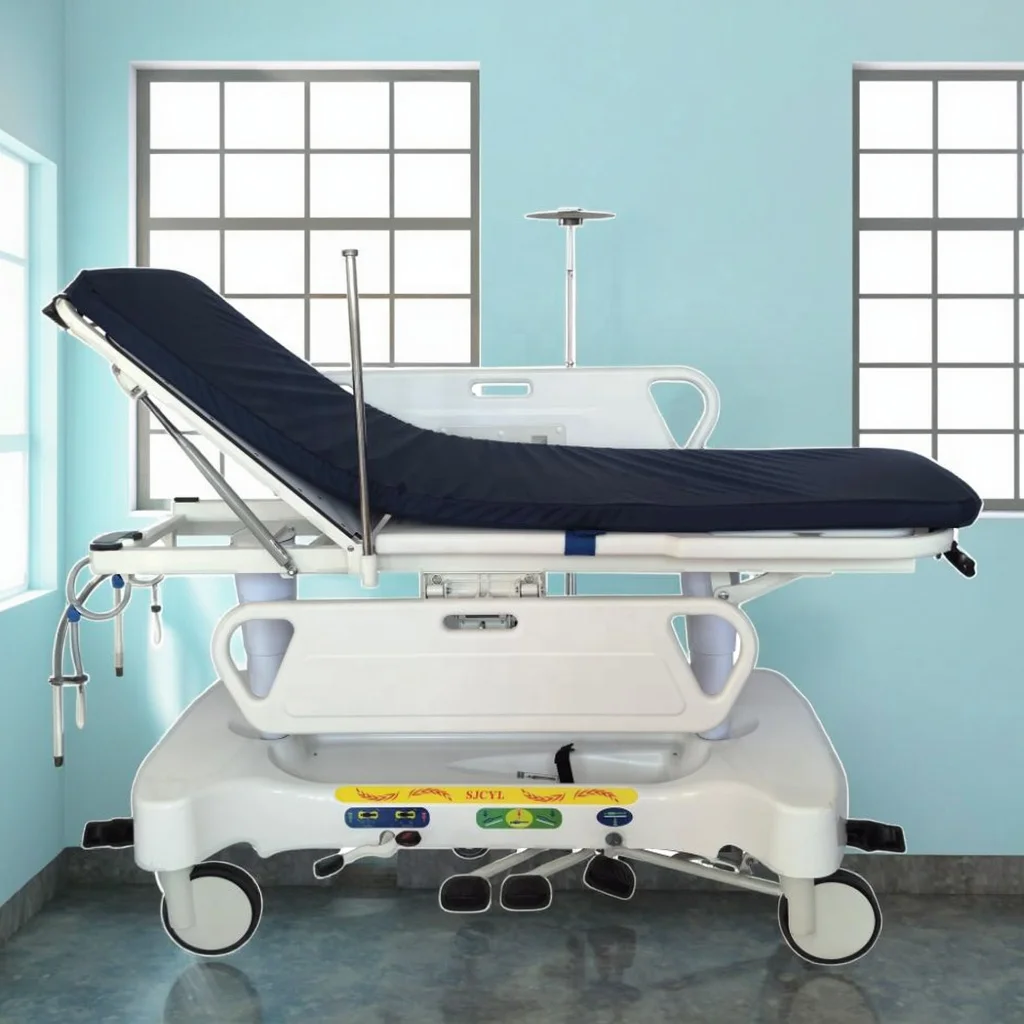 Width-Adaptive Commercial Durable Multi-Function Transfer Trolley with Hydraulic Lift & Collapsible Guardrails 5