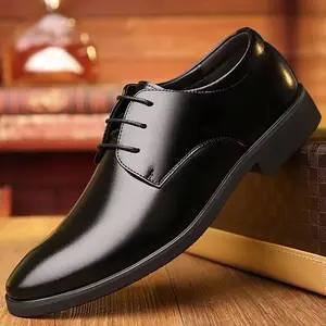Cross-border Exclusive Men's Leather Dress Shoes Oxfords Plus Size British Casual Style All-match Single-layer for Wedding Work