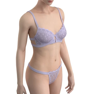 Custom Women's Bra and Panty Set Seamless Print Pattern Everyday Style with Lace Decoration