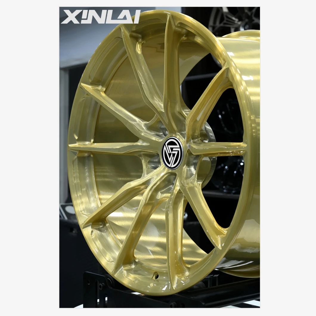 XINLAI Hot Sale 1 Piece Golden Forged Brushed Polished 5x120 5x112 5x114.3 18 19 20 21 22 Inch Wheel for Racing Car Wheel - Image 1