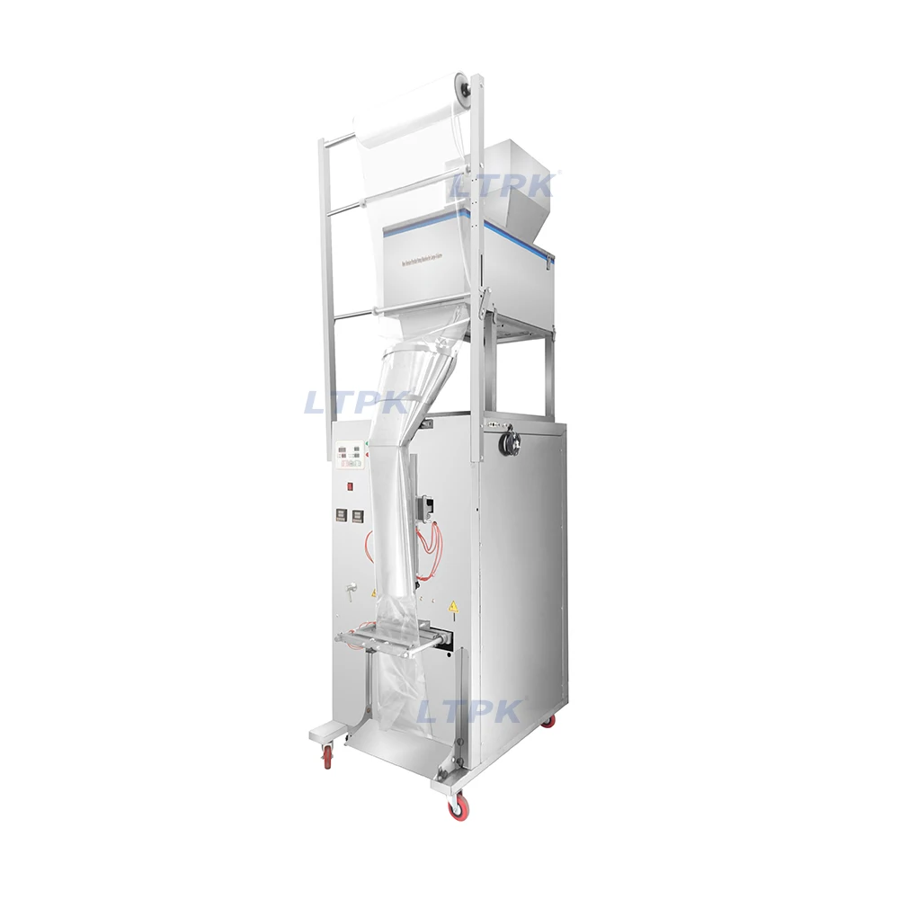 Factory price back seal snack nuts beans seeds coffee bag weighing filling sealing packaging machine with euro hole