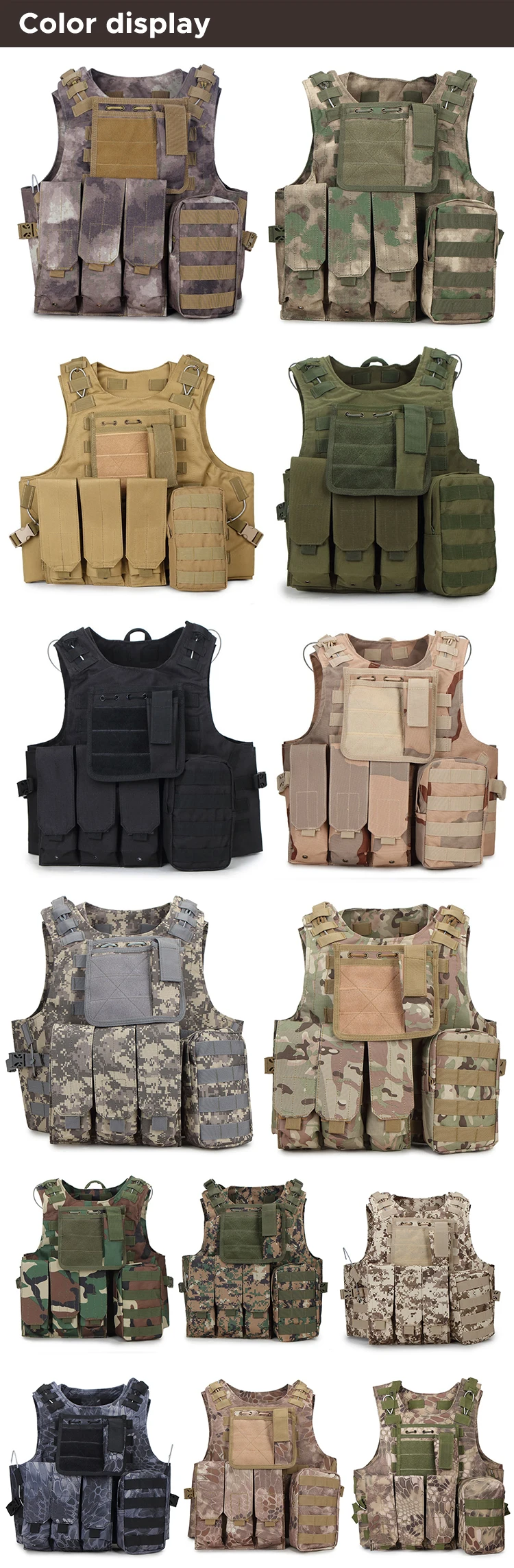 Custom Quick Release Ballistic Molle Python Oxford Fabric Security Plate Carrier Camouflage Hunting Tactical Vest