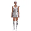 8115 Silver Skirt, Foot Covers, Wig