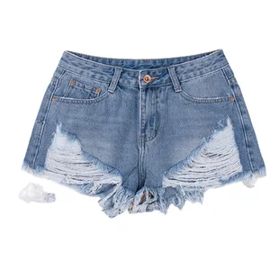 Fashion Design Women's Casual Ripped Zipper Denim Shorts