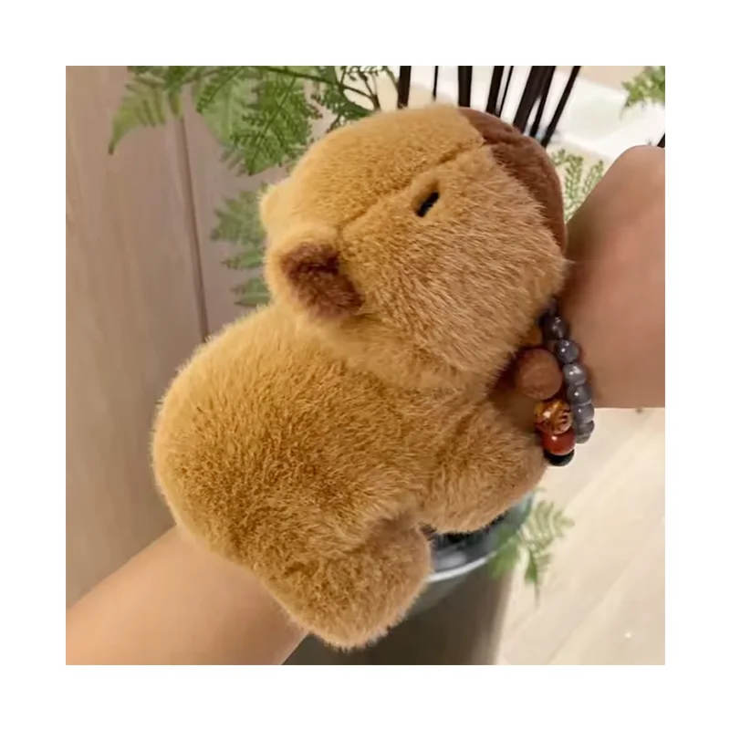 Simulation Fluffy Capybara Stuffed Animal Soft Toys Lovely Capybara Plush Hand Slap Clap Bracelet Toy